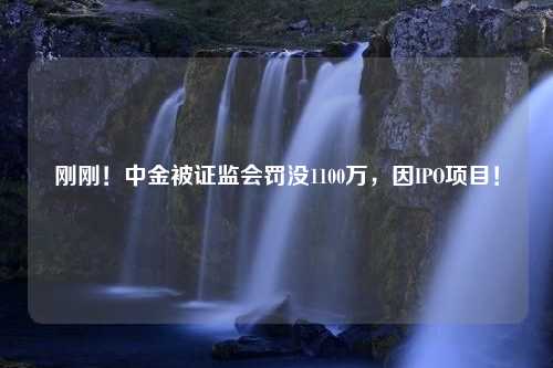 刚刚！中金被证监会罚没1100万，因IPO项目！