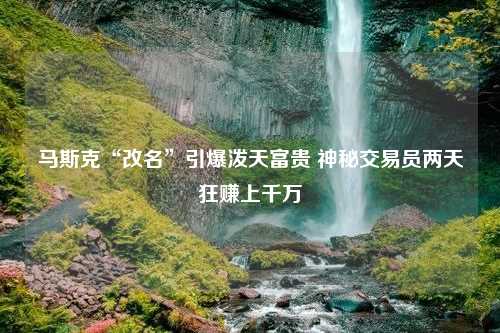 马斯克“改名”引爆泼天富贵 神秘交易员两天狂赚上千万