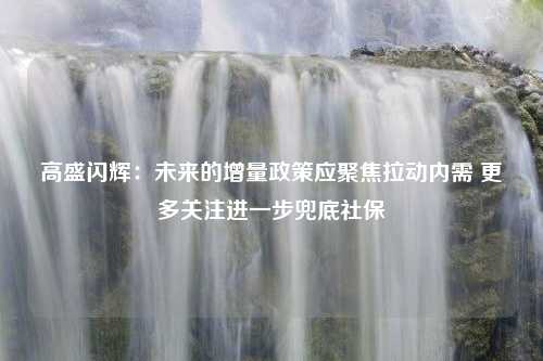 高盛闪辉：未来的增量政策应聚焦拉动内需 更多关注进一步兜底社保